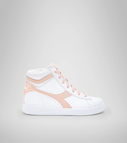 DIADORA GAME P HIGH GIRL GS SCARPE SNEAKERS DONNA SHOES SPORT CORSA 101.176725, WHITE PEACH WHIP, 36 EU