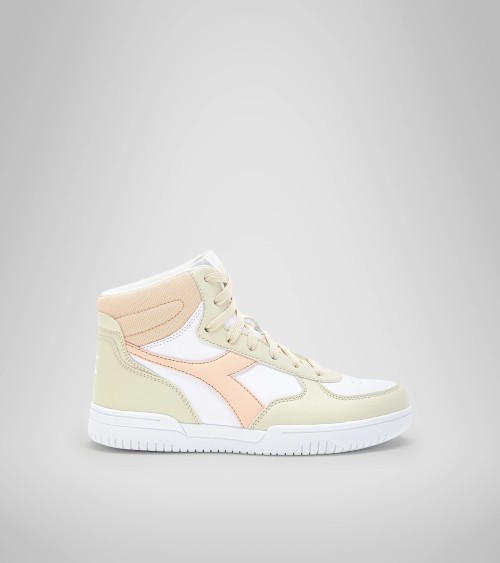 DIADORA RAPTOR MID GS LIFESTYLE SPORTSWEAR, WHITE BONE PASTEL ROSE, 36 EU