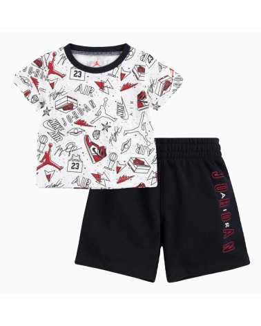JORDAN COMPLETO T-SHIRT E BERMUDA NIKE BAMBINO BIMBO BLACK 65A398 12M74CM