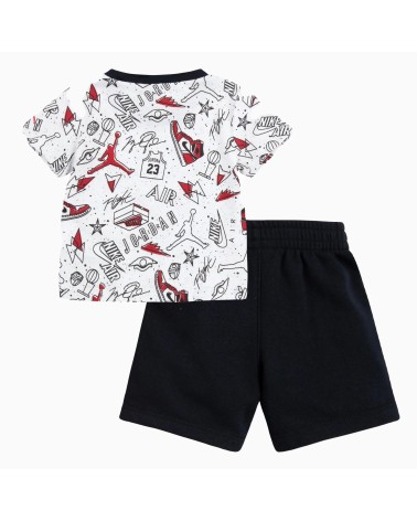 JORDAN COMPLETO T-SHIRT E BERMUDA NIKE BAMBINO BIMBO BLACK 65A398 12M74CM
