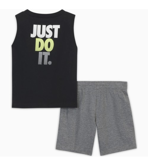 NIKE COMPLETO CANOTTA E PANTALONCINO, NSW JDI MUSCLE TANK SHORT, BAMBINO, CANOTTA ARANCIONE E PANTALONCINO NERO, 4-5 ANNI