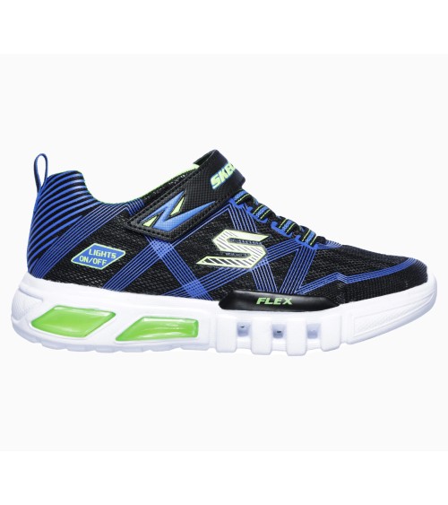 Skechers Flex-glow: Sneakers Bambini Luci LED Black Blue Lime