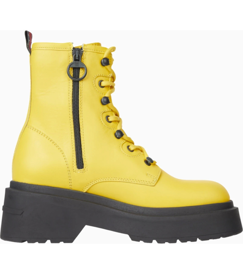 Tommy Jeans Kampfstiefel Gelb Leder Damen 37 EU