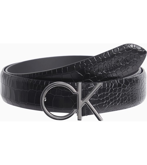 Meta Title: Cintura CK LOGO BELT 3.0_CROCO - Eleganza Nera 80 cm