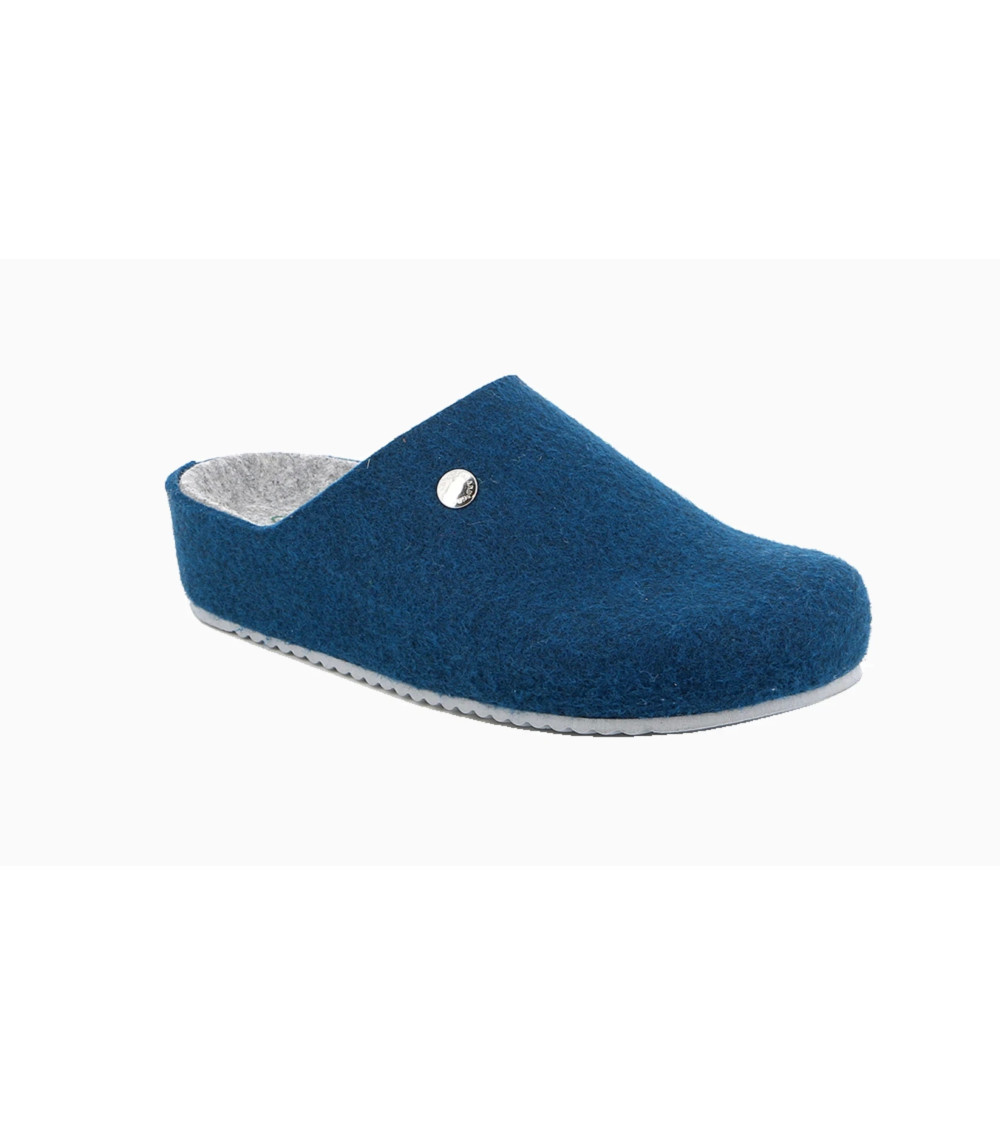 GRUNLAND NEW CB2584 COLORE COBALTO CENERE, CIABATTA DA DONNA (ZEPPA 3 CM) IN FELTRO RICICLATO, SOTTOPIEDE RE-SOFT.