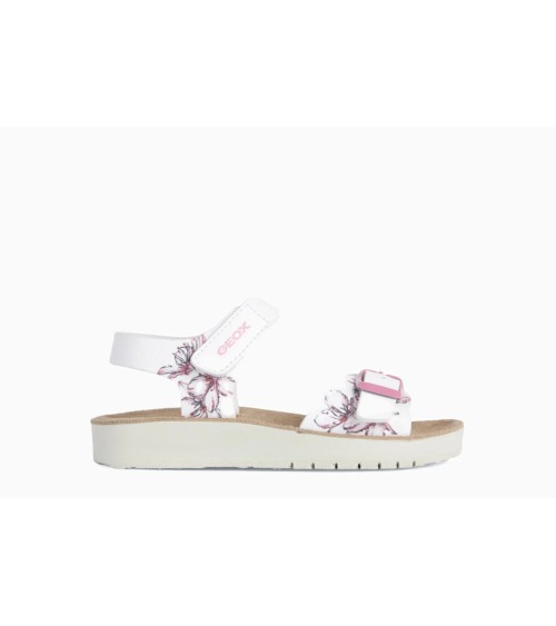 GEOX J SANDAL COSTAREI GI J15EAB0, SANDALI BAMBINE E RAGAZZE, BIANCO (WHITE/FUCHSIA), 27 EU