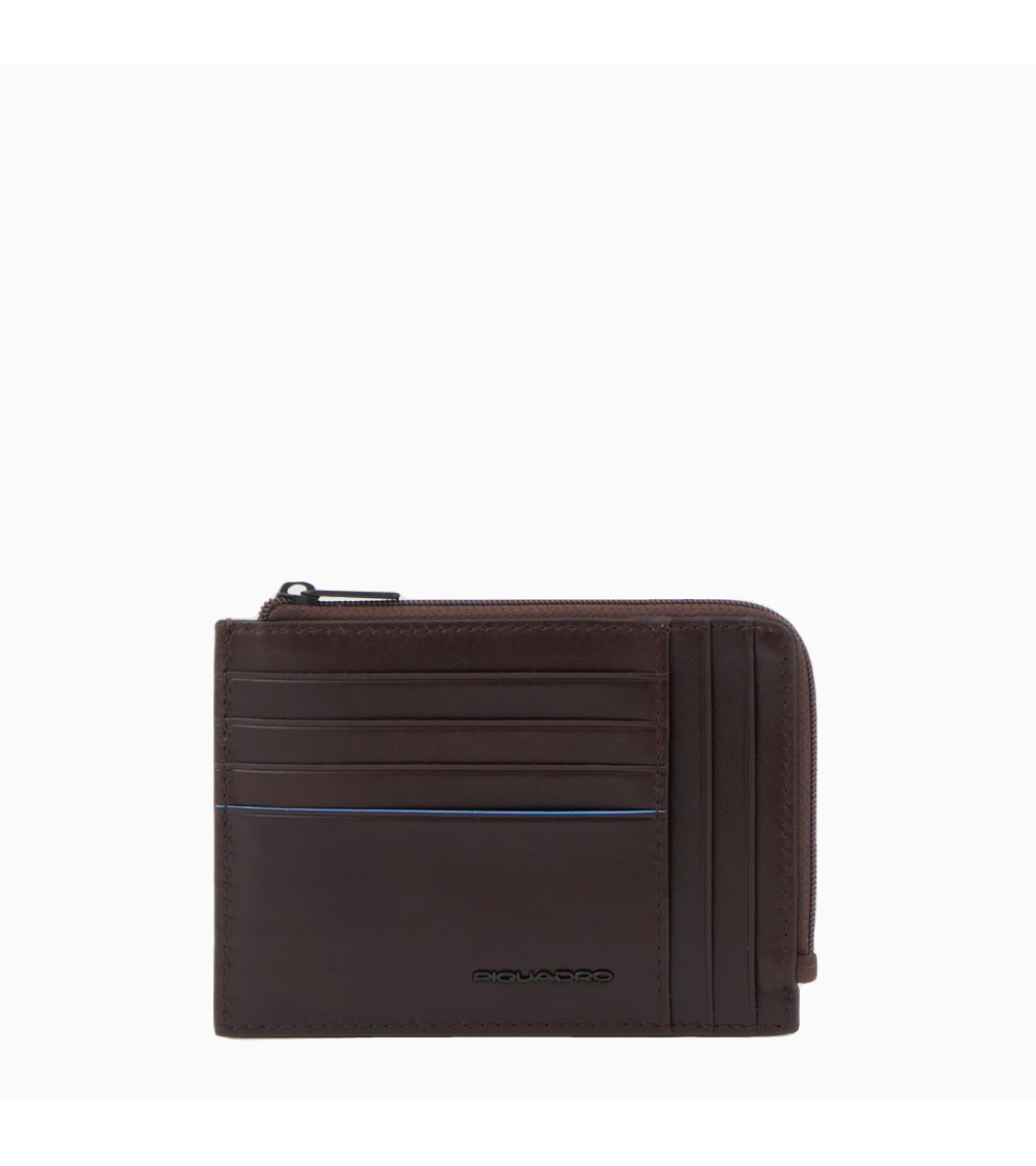 Buy Piquadro Blue Square RFID Leather Card Holder | Official