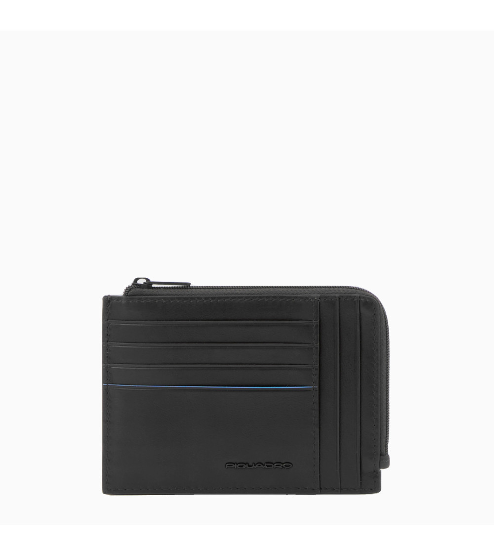 Buy Piquadro Blue Square RFID Leather Card Holder | Official