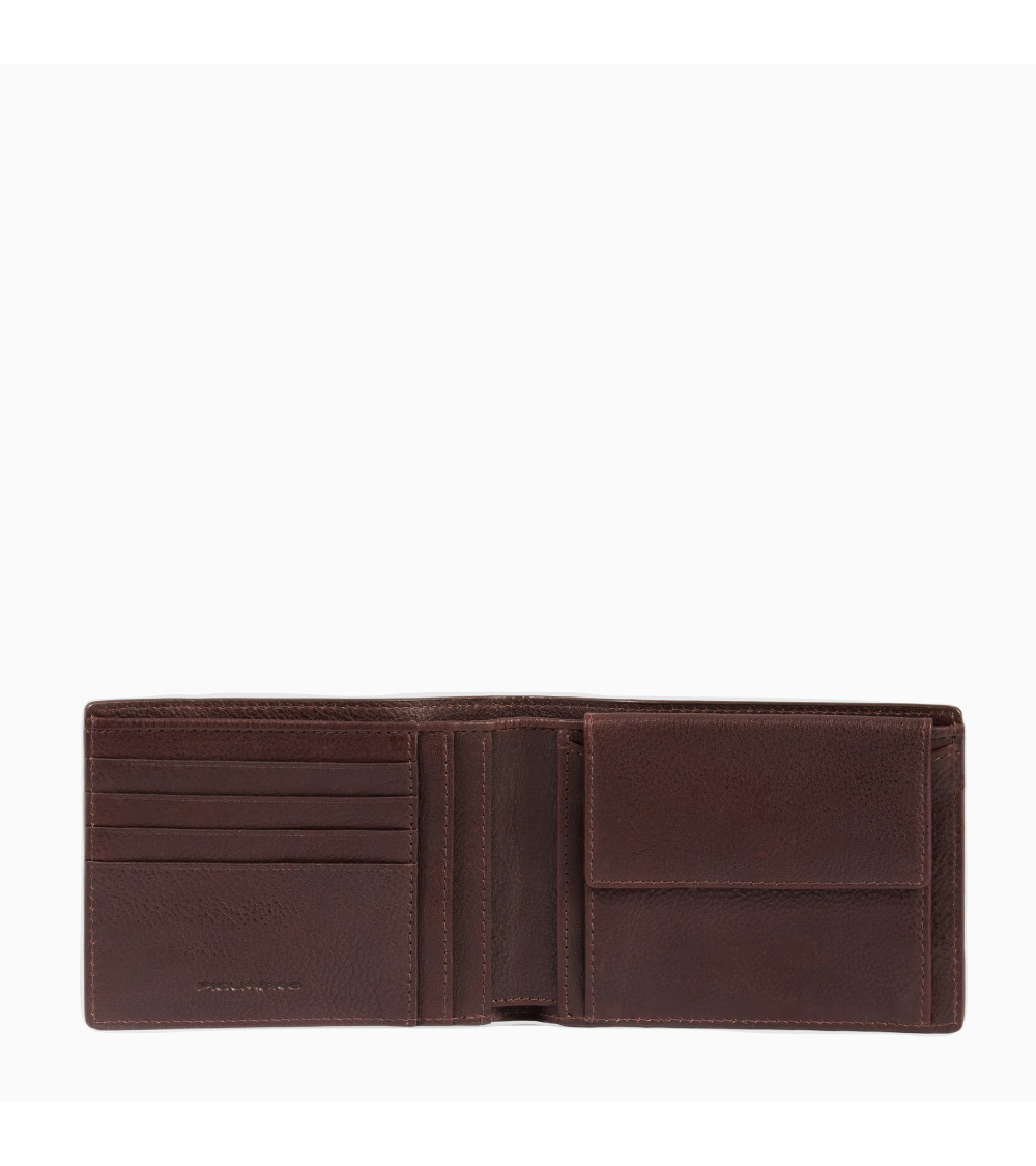 Piquadro Leather Wallet with Coin Pocket - PU257S129R