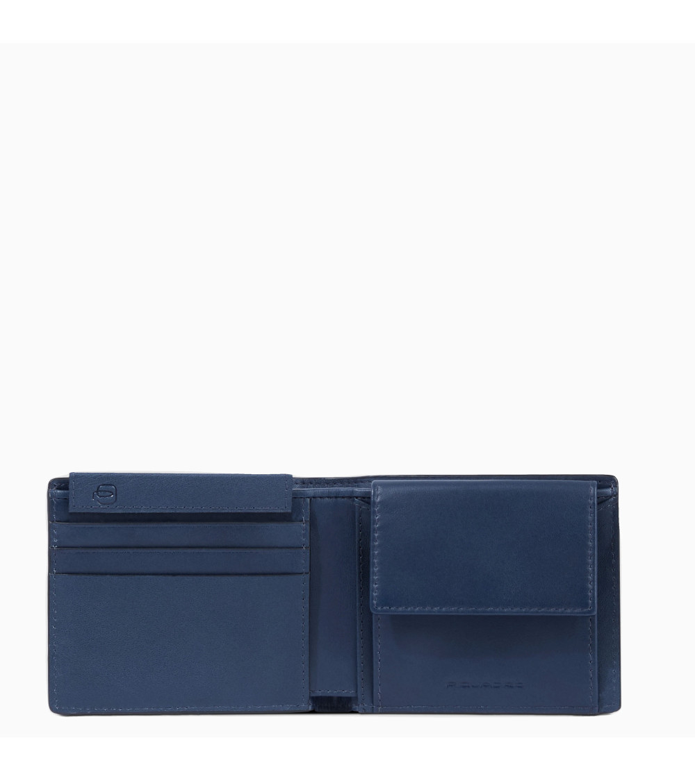 Piquadro Men's Leather Wallet - Compact Coin Purse & Slim Design