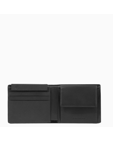 Piquadro Men's Leather Wallet - Compact Coin Purse & Slim Design