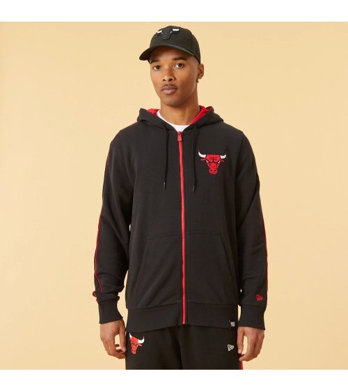 NEW ERA FELPA CON CAPPUCCIO CHICAGO BULLS, NERO/ROSSO, XS, UOMO