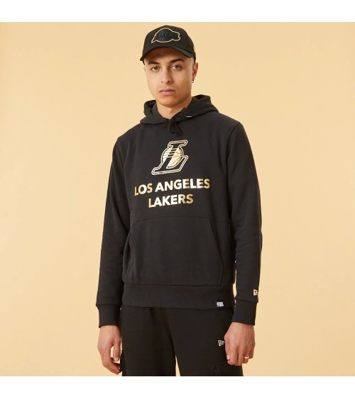 NEW ERA 12893103_L FELPA CON CAPPUCCIO, NERO/ORO, L UOMO