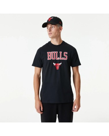 NEW ERA NBA TEAM LOGO TEE CHIBUL BLKFDR MAGLIETTA A MANICHE CORTE, NERO, L UOMO