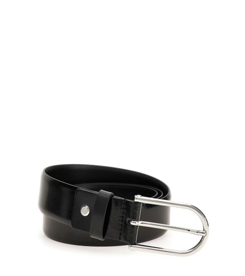 Guess Cintura Uomo Pelle Nera Fibbia Ovale L