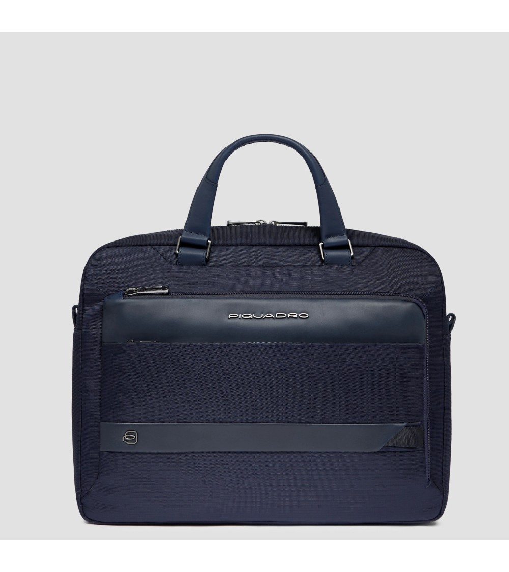 Cartella Piquadro 14" Blu: Tessuto Riciclato e Pelle