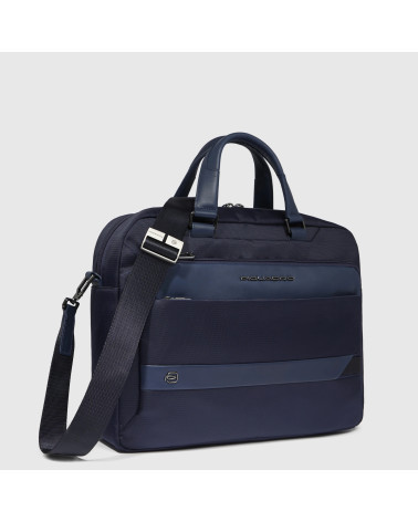 Cartella Piquadro 14" Blu: Tessuto Riciclato e Pelle