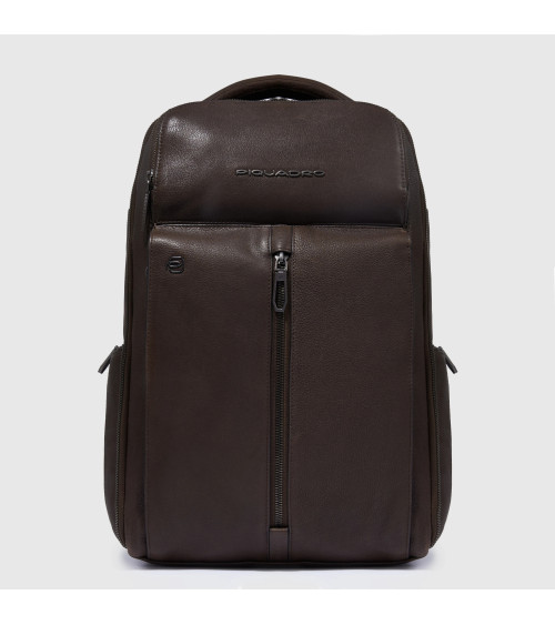 PIQUADRO Sac à dos PC 14" Cuir - Personnalisable & RFID - Marron