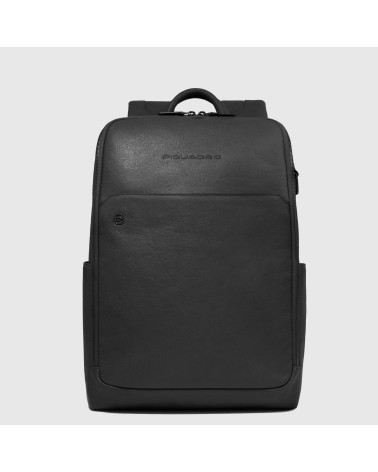Piquadro Mochila 14" Cuero Negro | Shock Absorber - ¡Compra Ya!