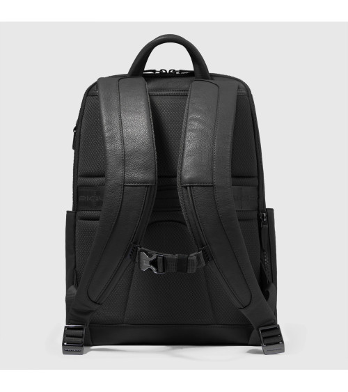 Piquadro Mochila 14" Cuero Negro | Shock Absorber - ¡Compra Ya!