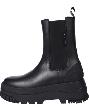 Tommy Hilfiger Chelsea Stiefel Schwarz Plateau Leder