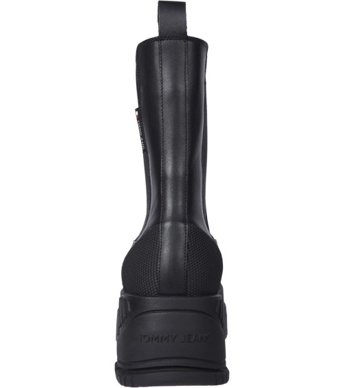 Tommy Hilfiger Chelsea Flatform Boots - Black Leather