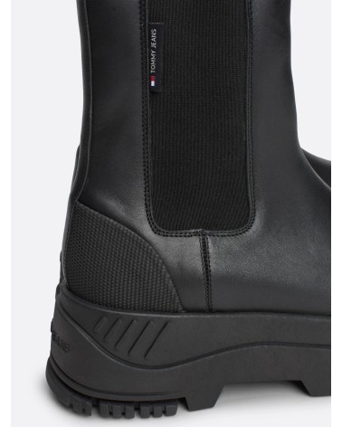 Tommy Hilfiger Chelsea Stiefel Schwarz Plateau Leder