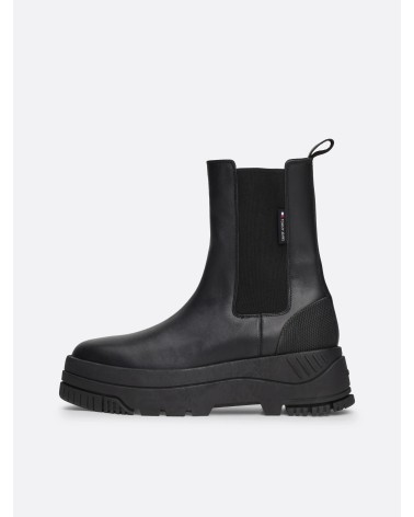 Tommy Hilfiger Chelsea Flatform Boots - Black Leather