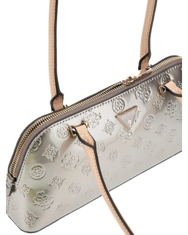 GUESS Arnela Shoulder Satchel - Stylish Pewter Logo Handbag