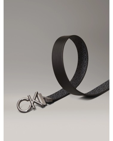 Calvin Klein Reversible Metal Bombe Belt for Men - Black Classic