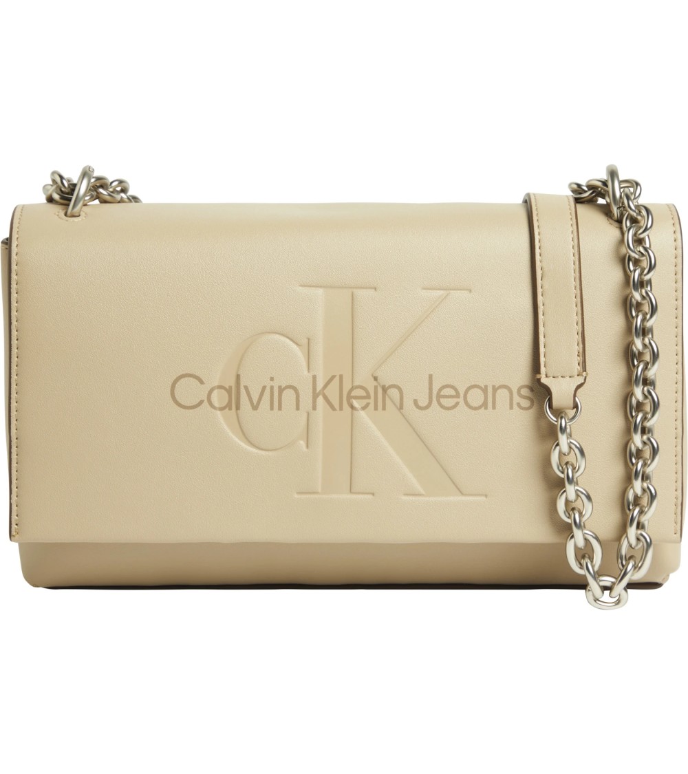 Calvin Klein Sculpted EW Flap Bag in Grey - Stylish & Versatile