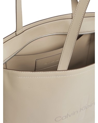 Calvin Klein Sculpted Slim Tote34 Mono - Stylish Grey Tote Bag