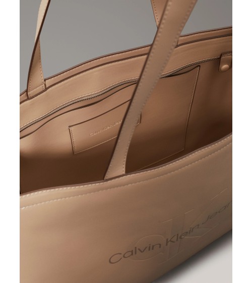 Calvin Klein Sculpted Slim Tote34 Mono - Stylish Grey Tote Bag