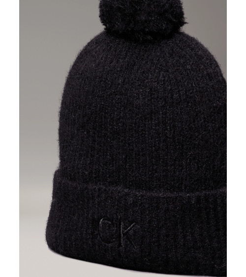 **Meta Title:** Calvin Klein Embroidery Pom-pom Beanie - Black