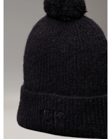 **Meta Title:** Calvin Klein Embroidery Pom-pom Beanie - Black
