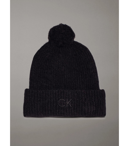 **Meta Title:** Calvin Klein Embroidery Pom-pom Beanie - Black
