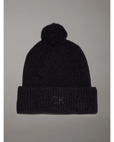 **Meta Title:** Calvin Klein Embroidery Pom-pom Beanie - Black