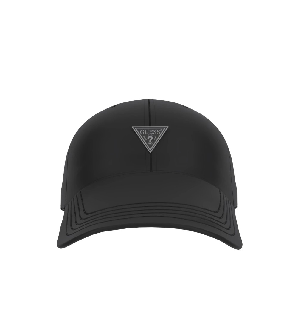 Compra el gorro GUESS negro de nylon con un estilo moderno.