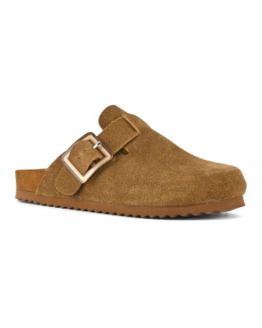 COLORS OF CALIFORNIA COW SUEDE BIO SABOT WITH BUCKL
