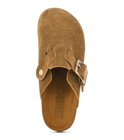 COLORS OF CALIFORNIA COW SUEDE BIO SABOT WITH BUCKL