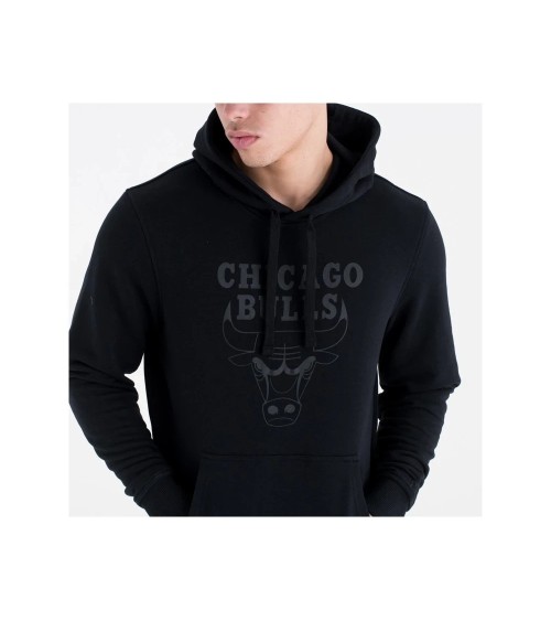 NEW ERA CHICAGO BULLS KAPUZENPULLOVER, FELPA CON CAPPUCCIO DA UOMO, NERO, XS