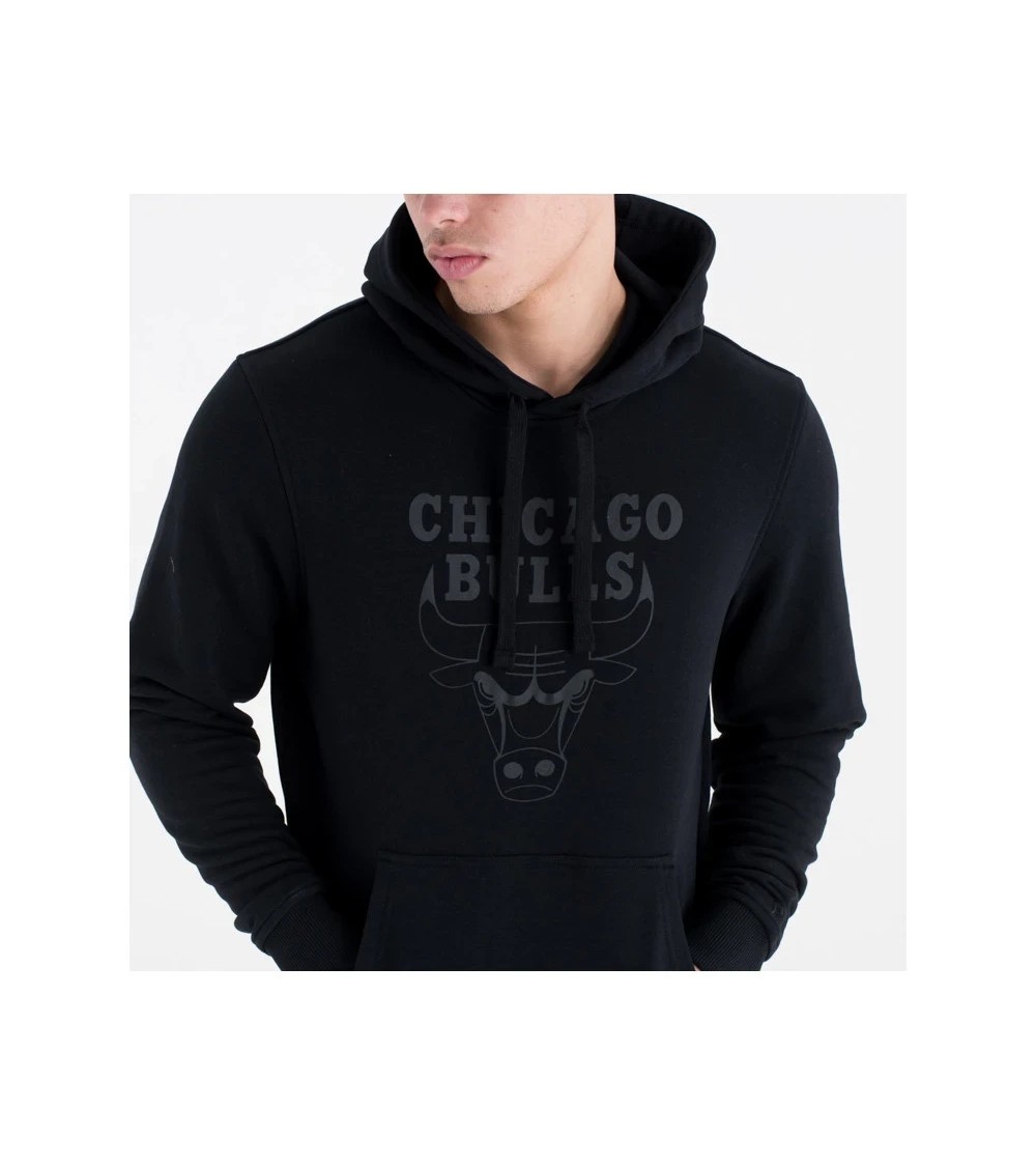 NEW ERA CHICAGO BULLS KAPUZENPULLOVER, FELPA CON CAPPUCCIO DA UOMO, NERO, XS