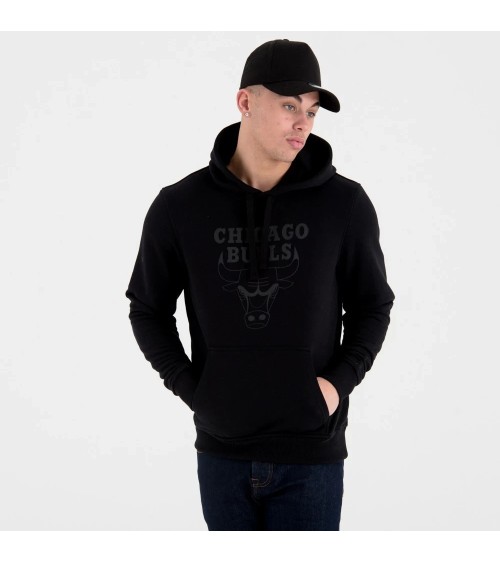 NEW ERA CHICAGO BULLS KAPUZENPULLOVER, FELPA CON CAPPUCCIO DA UOMO, NERO, XS