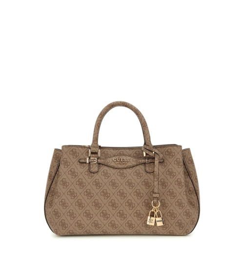 Meta Title: Purchase GUESS Katya Satchel - Trendy Coal Logo Bag