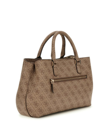 Meta Title: Purchase GUESS Katya Satchel - Trendy Coal Logo Bag