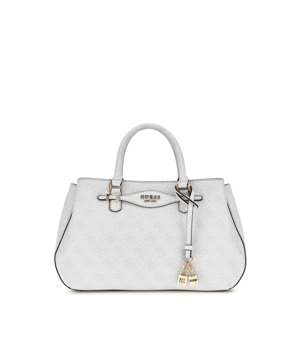 Meta Title: Purchase GUESS Katya Satchel - Trendy Coal Logo Bag