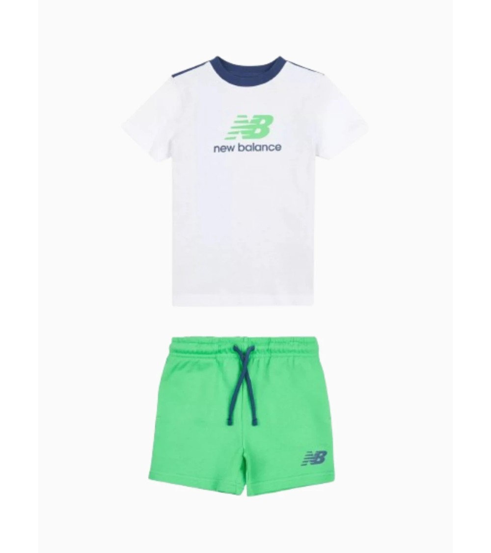 Camiseta New Balance Ringer y short FT BWE blancos 3-4T