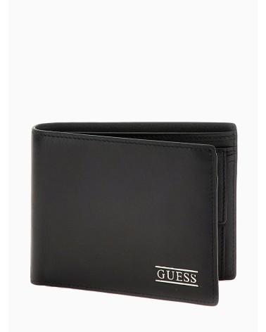 GUESS New Boston Wallet: Eleganza e praticità in pelle nera