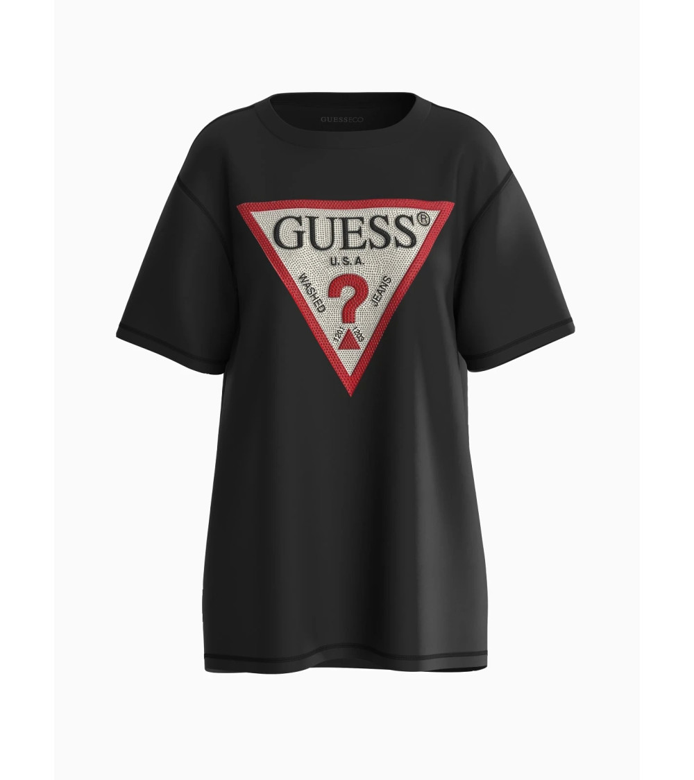 Meta Title SEO: Maglietta Guess SS CN Shiny Triangle Tee Nera XS