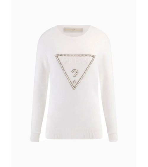 **Meta Title:** Pullover Donna Guess Rylie Logo Bianco - Casual